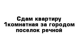 Сдам квартиру 1комнатная за городом поселок речной 